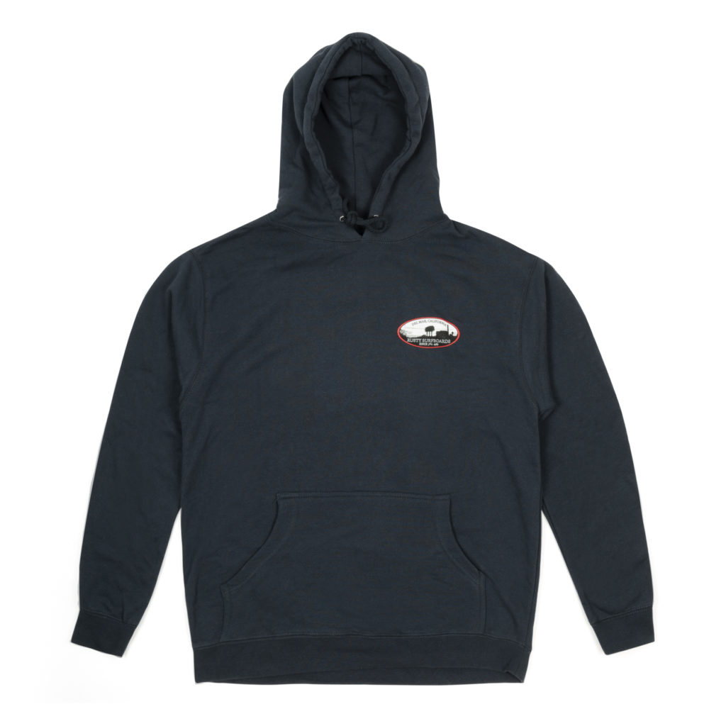 Rusty Del Mar Three Palms Hooded Sweatshirt in Navy