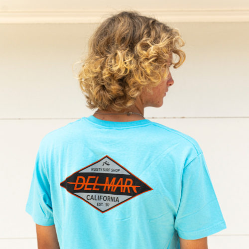 Rusty Del Mar Diamond T-Shirt in Pacific Blue