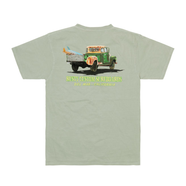 Rusty Del Mar Plebian Surf Truck Short Sleeve T-Short in Pale Jade
