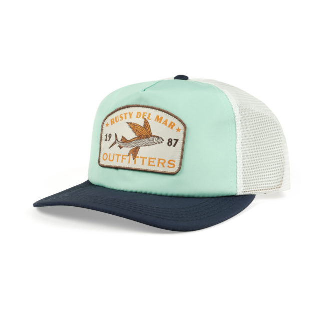 Rusty Del Mar 1987 Flying Fish Outfitters Hat in Sea White Navy