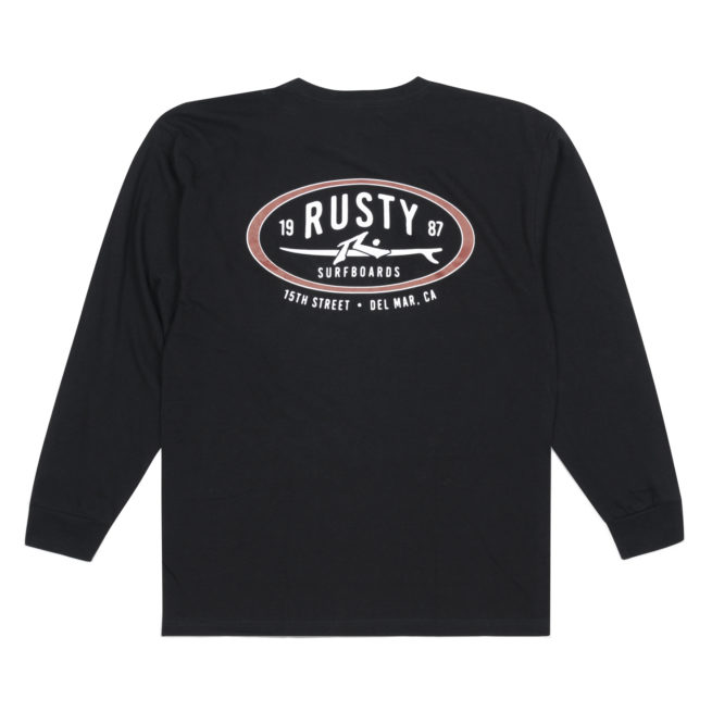 Rusty Del Mar Classic Long Sleeve T-Shirt in Black