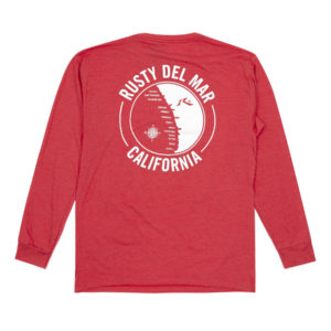 Rusty Del Mar Surf Map Long Sleeve T-Shirt in Heather Red