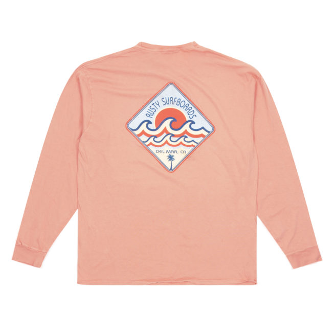 Sound Off Waves Long Sleeve T-Shirt in Coral