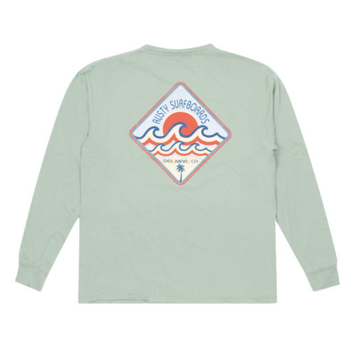 Sound Off Waves Long Sleeve T-Shirt in Agave