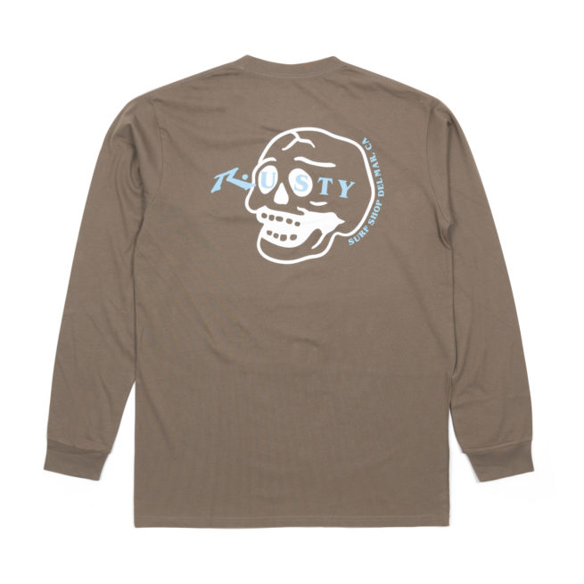 Rusty Del Mar R. Skull Long Sleeve T-Shirt in Walnut