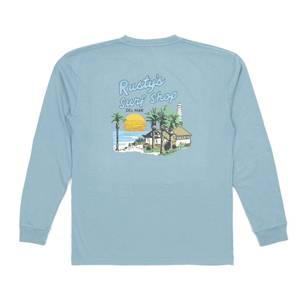 Rusty Del Mar Powerhouse Long Sleeve T-Shirt in Dusty Teal