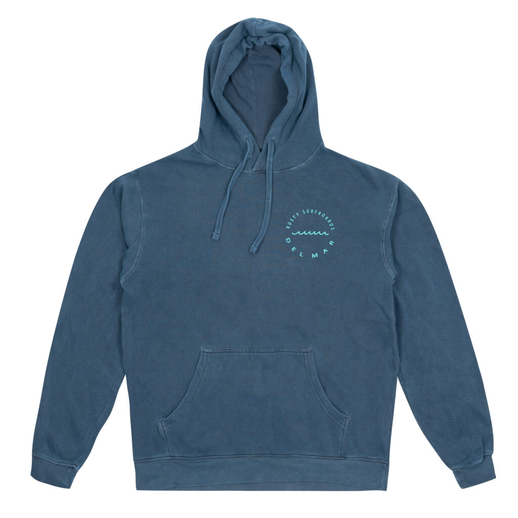 Rusty Del Mar Circlets Wave Pullover Hoodie in Indigo