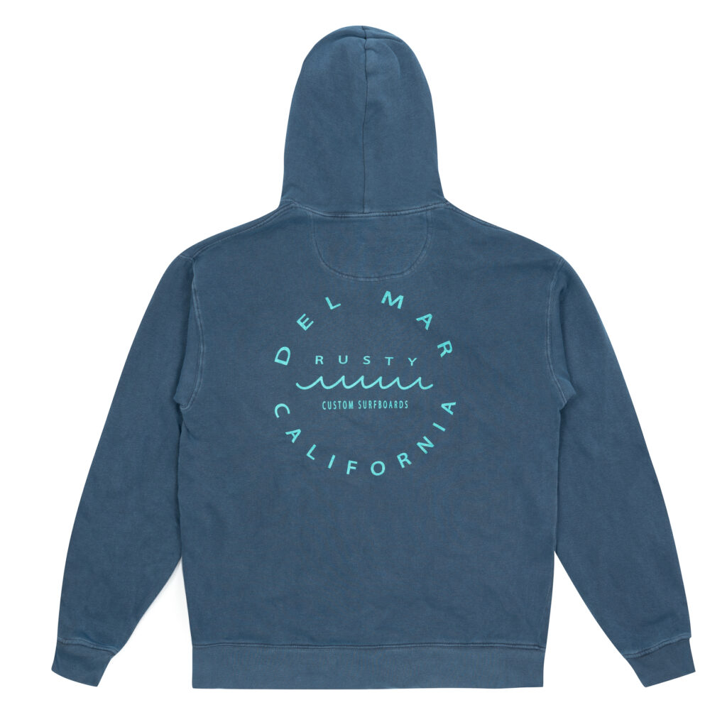 Rusty Del Mar Circlets Wave Pullover Hoodie in Indigo