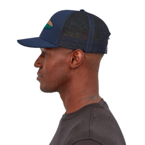 Patagonia Take A Stand Trucker Hat in New Navy w/Wild Waterline