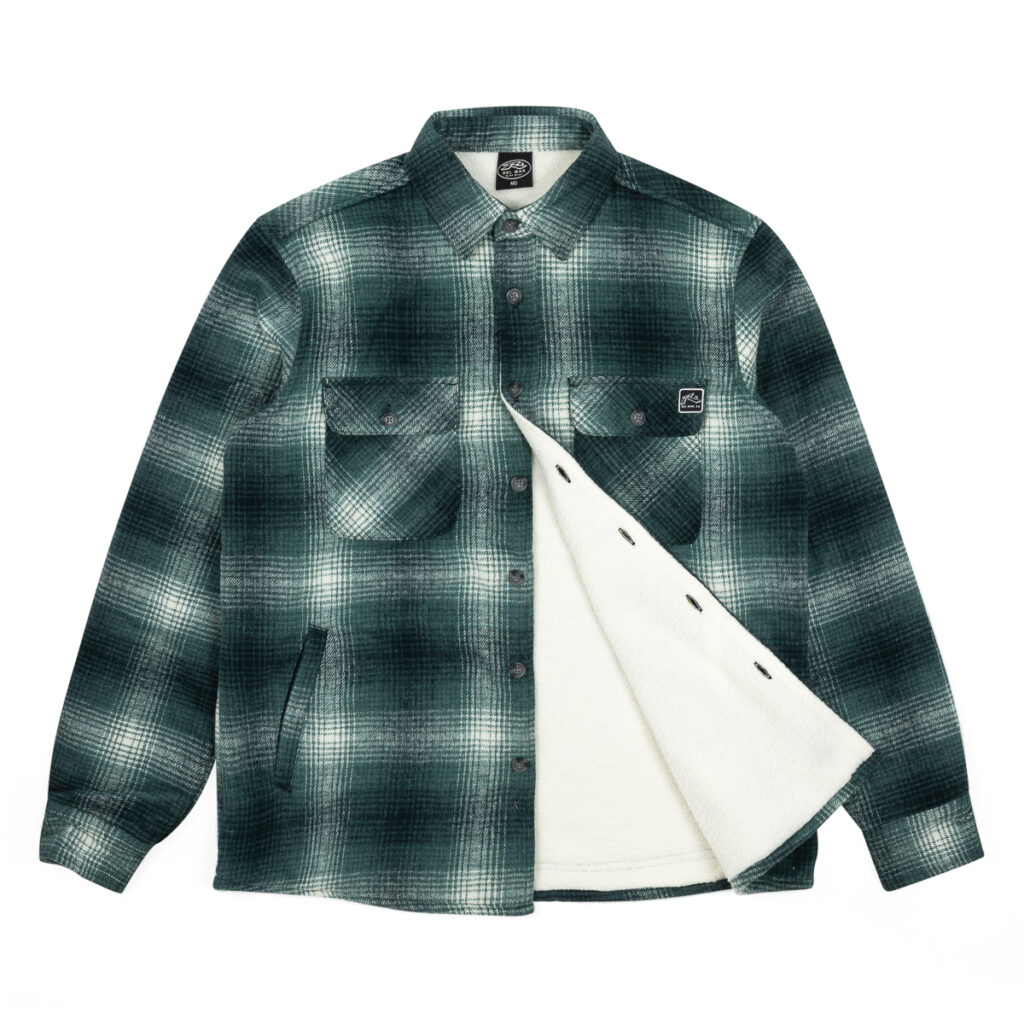 Men Heavy Flannel Shirt Sherpa Green - Image 2