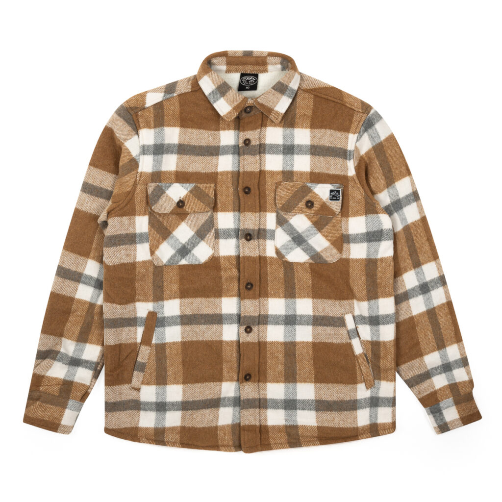 Men Heavy Flannel Shirt Sherpa Tan